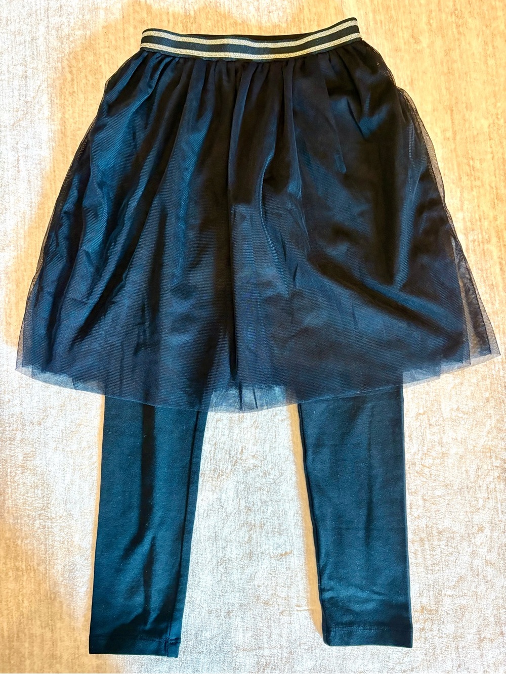 Black Tulle Skirted Leggings with Striped Waistband by Gymboree Size 5/6